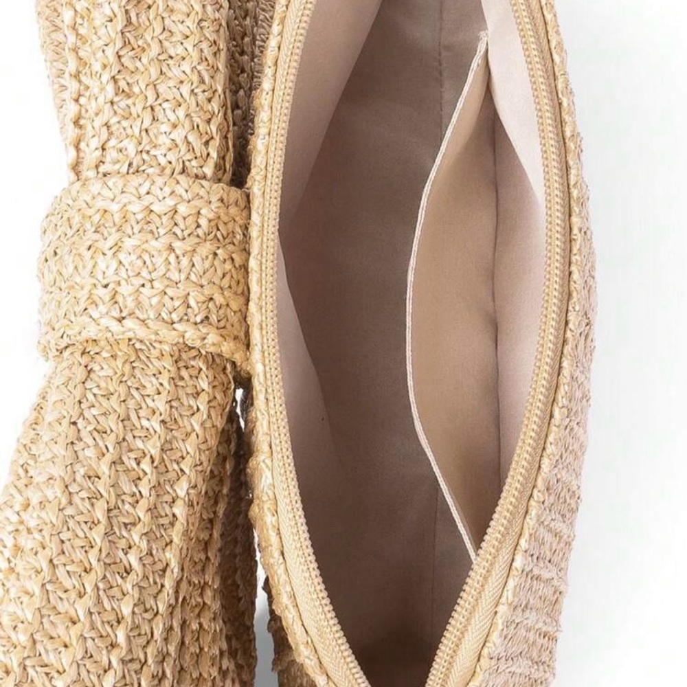 Shein formal oversized bow woven tan lightweight shoulder bag clutch purse - Picture 6 of 6